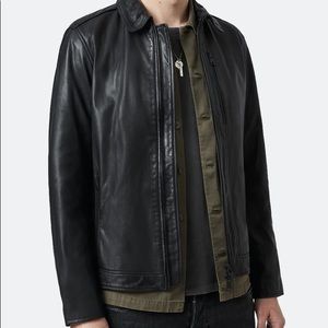 NEW WITH TAGS Allsaints mens Timo leather jacket. Black. Size L.